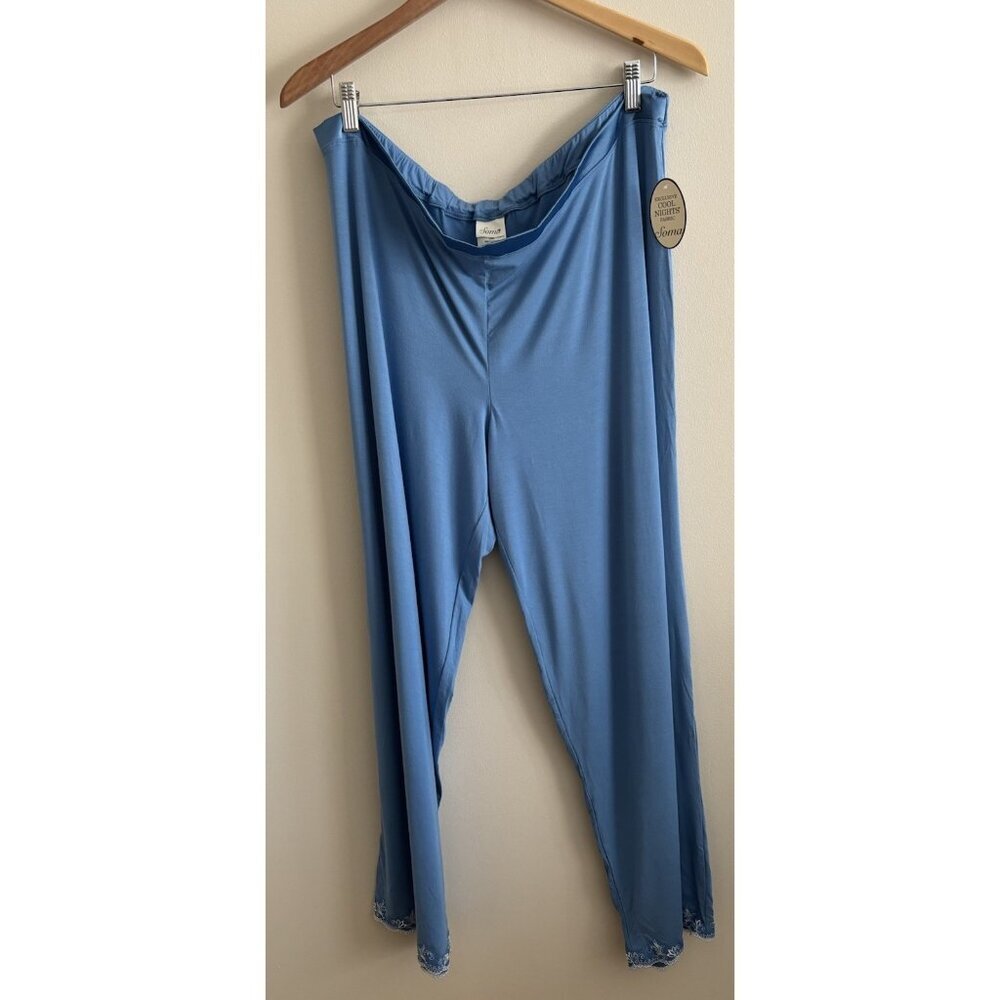NWT XXL Soma Cool Nights Ankle Pant Blue White Lace Trim Pajama Lounge Soft